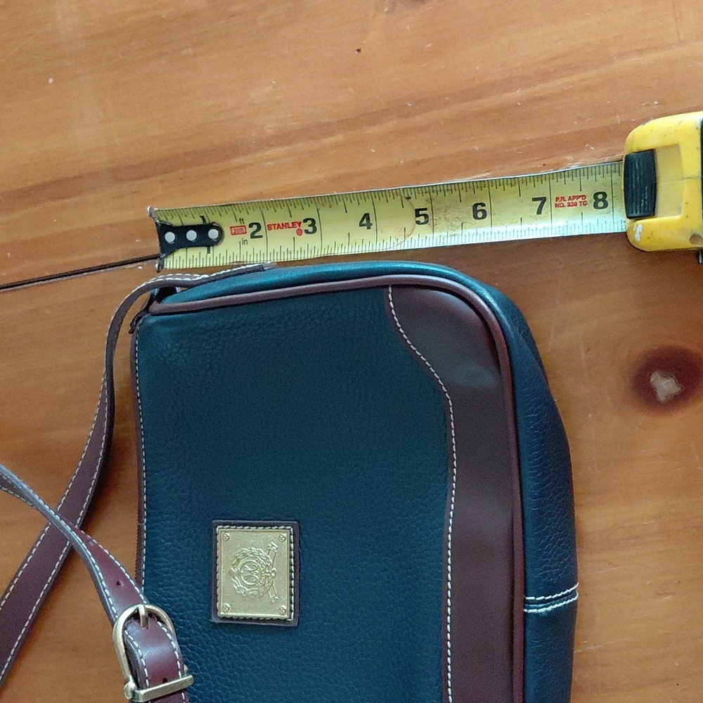 Nwt Vintage Medallion QVC Navy and Brown Leather Crossbody Purse - Picture 11 of 12